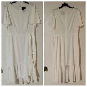 Alex Marie White flutter sleeve dress bride bridal shower bachelorette rehearsal